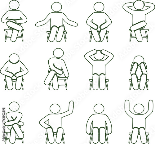 Stock image description of cartoon people icons set, including family, couple, businessmen and women, child, baby, and stick figure vector silhouettes