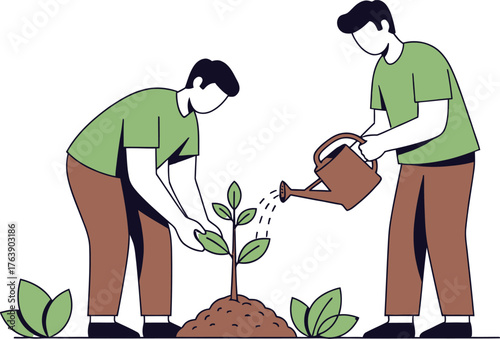 Eco-Friendly Lifestyle and Nature Conservation Vector Illustration