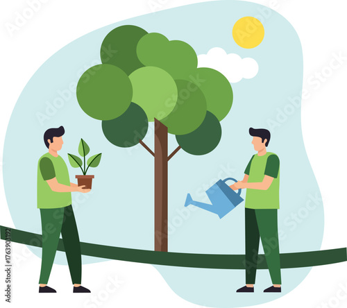 Eco-Friendly Lifestyle and Nature Conservation Vector Illustration