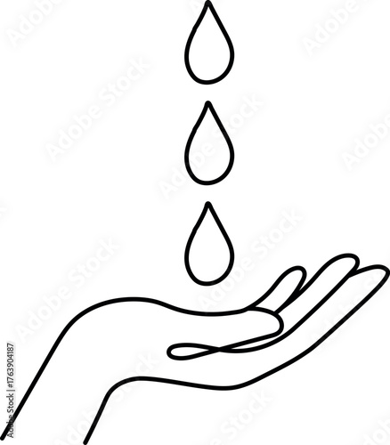 Hand holding a water drop. Water saving or stop wasting water vector isolated on a white background