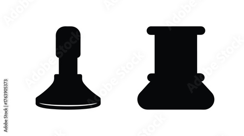 Two silhouette bunsen burners scientific laboratory equipment for heating and sterilization simple icons