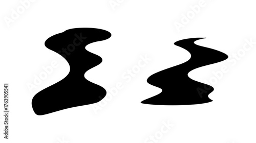 Abstract flowing black shapes organic smooth curves representing fluid movement and natural paths
