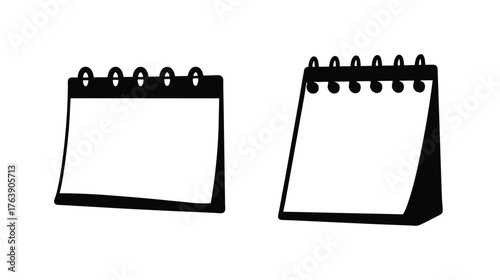 Hand drawn style blank calendars two perspectives desktop page flip reminder planning time management tool