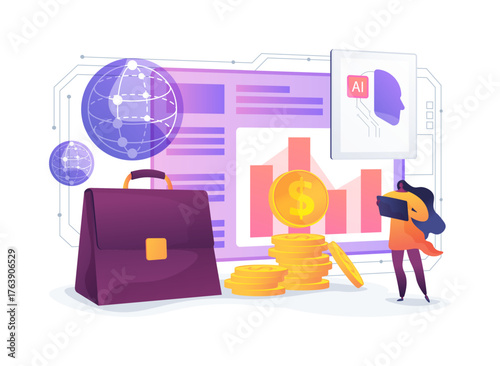 AI-Automated Quantum Finance Portfolio Analysis abstract concept vector illustration.