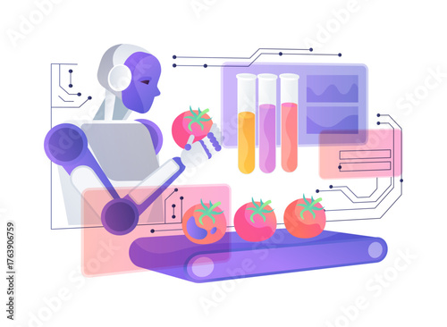 AI-Augmented Automated Food Safety Inspection abstract concept vector illustration.