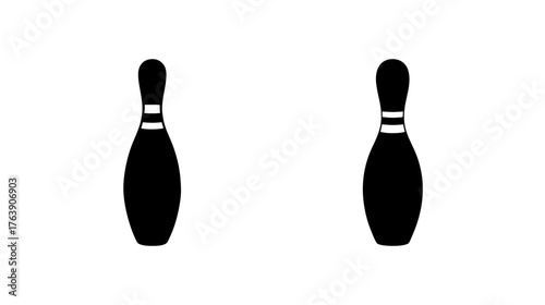Two classic black bowling pins isolated for sports and game graphics design projects