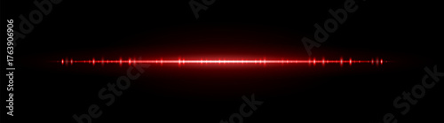 Color glowing horizontal flare with fine light pulses and reflection. Suitable for overlays, highlights, and modern digital effects.