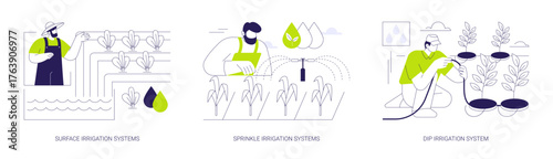 Irrigation systems isolated cartoon vector illustrations se