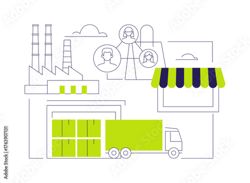 Distribution network abstract concept vector illustration.