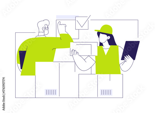 Warehouse audit abstract concept vector illustration.