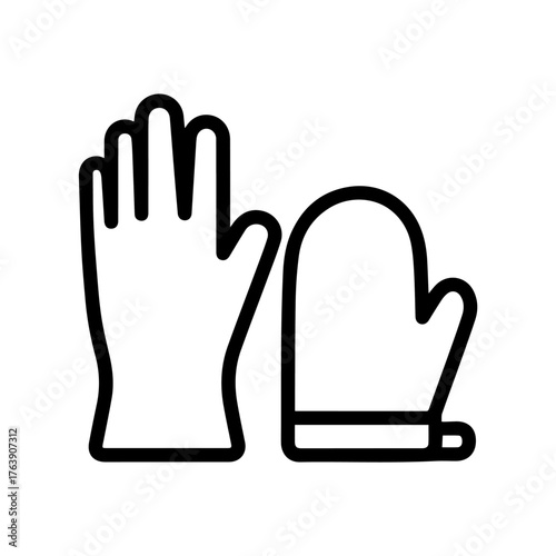 Gloves and Oven Mitt: This illustration features a glove and oven mitt, a visual representation of safety and protection, symbolizing various contexts like kitchen, cleaning.