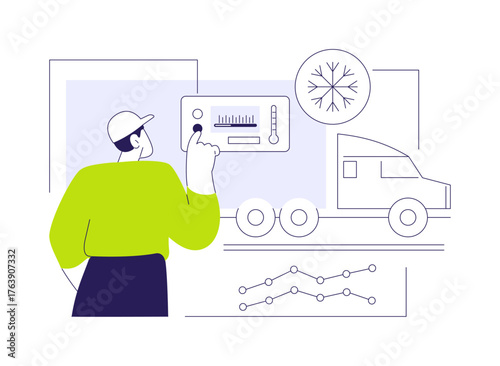Refrigerated truck abstract concept vector illustration.