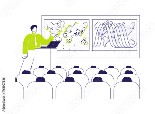 Big data in climate change abstract concept vector illustration.