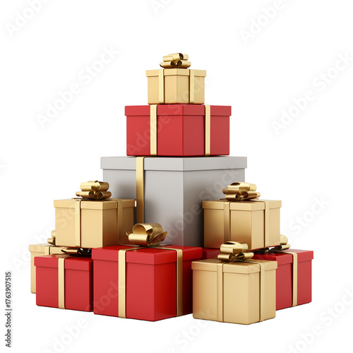 A pile of presents stacked on top of each other.