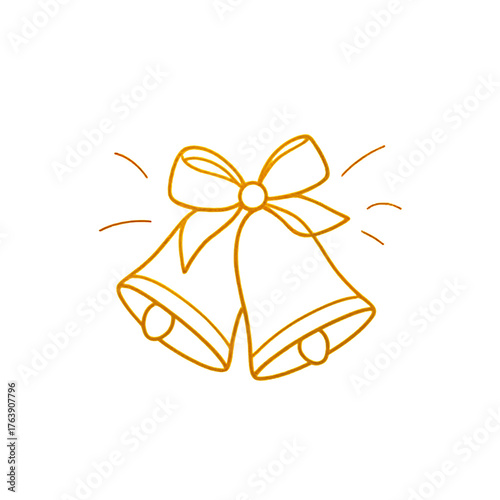 A drawing of a bow and bells on a white background.