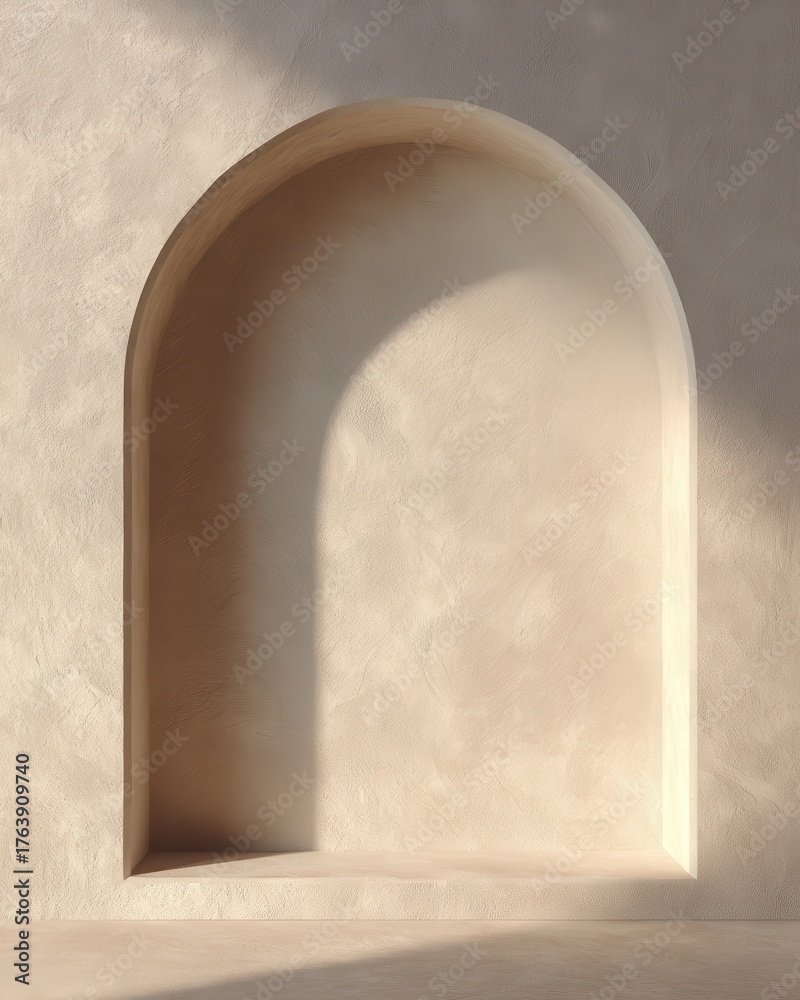 Fototapeta premium Empty Recessed Alcove with Curved Top Carved into a Wall