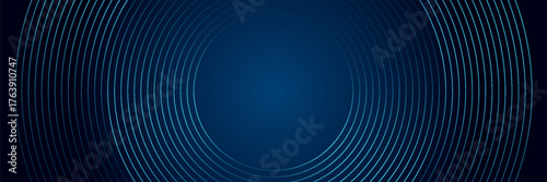 Abstract blue digital dynamic circle with hexagon line on dark background. Futuristic hi-technology concept. Sound wave. Vector eps10