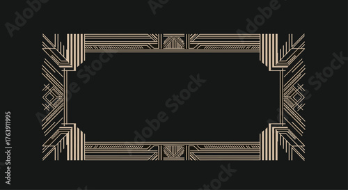Art Deco Frame Design on Black Background.