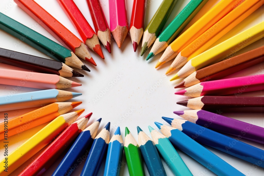 Fototapeta premium colorful pencils arranged in a circle