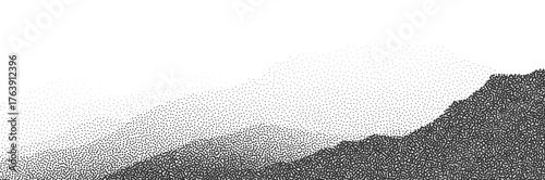 Halftone stipple mountain with retro photocopy texture.