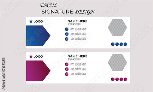 Corporate modern email signature design template. Email signature template design with gradient color.