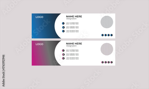 Corporate modern email signature design template. Email signature template design with gradient color.