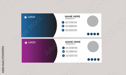 Corporate modern email signature design template. Email signature template design with gradient color.