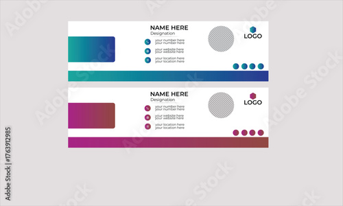 Corporate modern email signature design template. Email signature template design with gradient color.