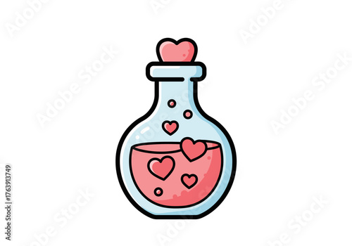 Love Potion in a Bottle with Heart-Shaped Stopper.
