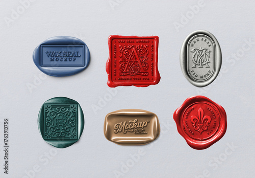 Wax Seal Mockup Set – 6 Isolated Stamps – Vol. 02