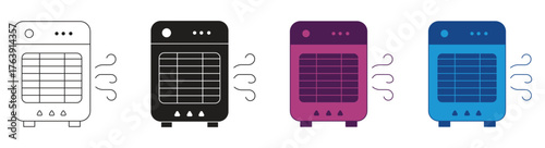 Air purifier icon set , smart device for air filtration and quality control in IoT homes. Vector illustration.