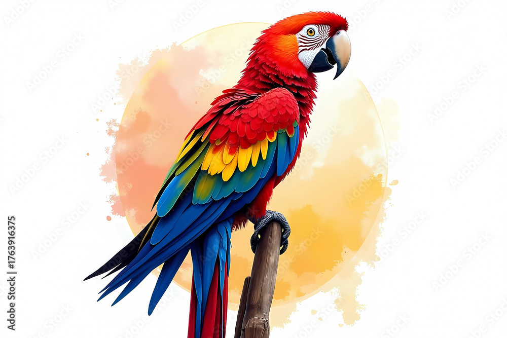 Obraz premium Colorful Macaw Parrot in Acrylic Paint Style with Textured Canvas Background