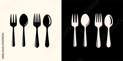 Set of silverware including a fork, spoon, and knife on a white background, perfect tableware for a dinner meal setting