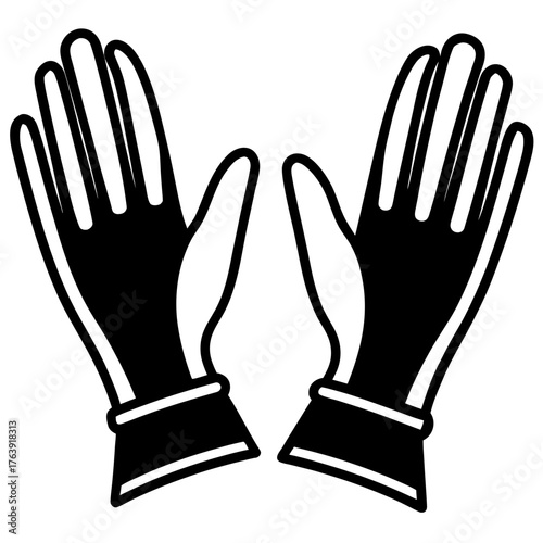 Elegant Evening Gloves Silhouette Vector Illustration on White Background