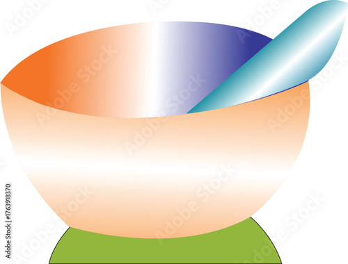 Vector illustration of a mortar and pestle on a blank color page design template