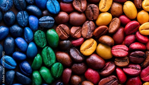 multi color coffee beans background
