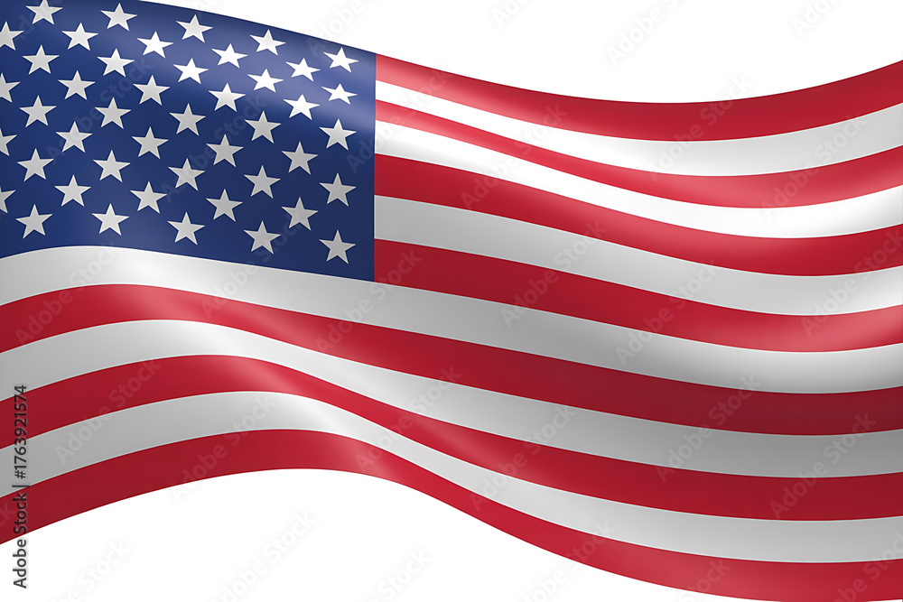Obraz premium Waving fabric displaying red and white stripes, alongside blue field with white stars.
