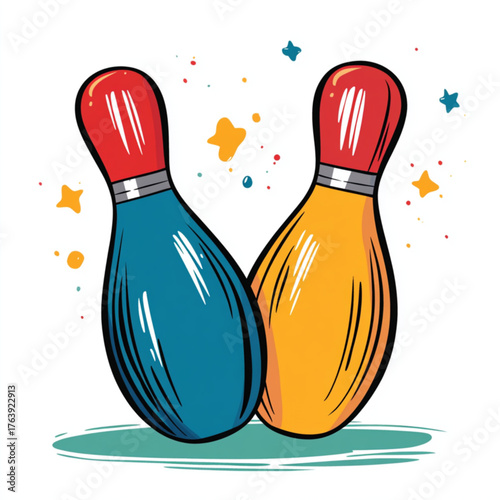 bowling pins and ball