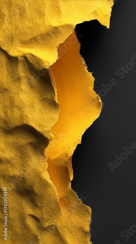 Bright Gold and Deep Black Paper Texture Revealing Layered Design in Modern A...