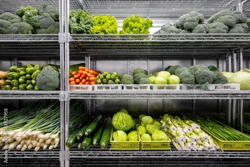 Fresh Vegetables on Display in a Well-Organized Market Section