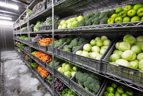 Fresh Vegetables on Display in a Well-Organized Market Section