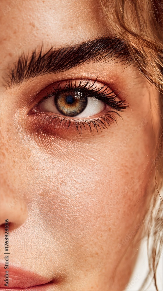 Fototapeta premium Close-up View of a Persons Eye Highlighting Unique Features and Natural Beauty