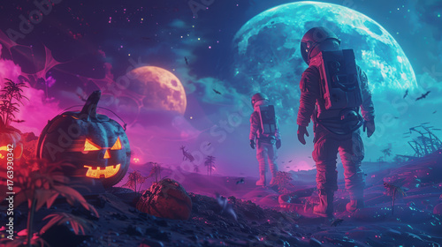 Wallpaper Mural Surreal sci-fi Halloween scene on a distant alien planet. High quality photo Torontodigital.ca