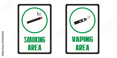Smoking and vaping area sign vector.