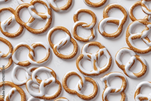Sweet and Salty Snack Assortment With Mini Pretzels on a Plain Background