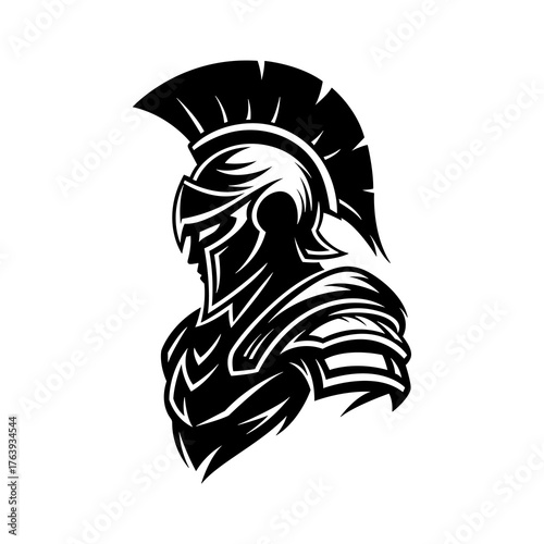 Spartan Warrior Helmet Vector | Ancient Greek Soldier Illustration | Gladiator Armor Symbol | Battle Warrior Silhouette Art