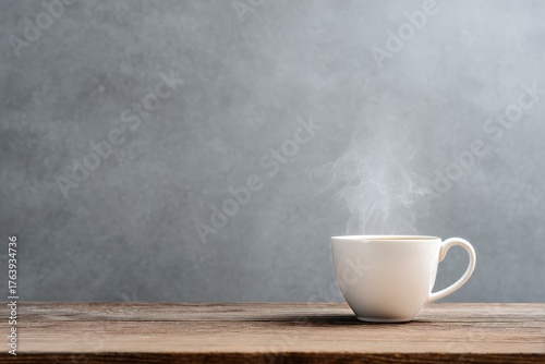 Warm Cup of Coffee Releasing Steam in a Cozy Indoor Setting During the Morning