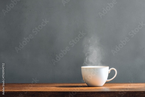 Warm Cup of Coffee Releasing Steam in a Cozy Indoor Setting During the Morning