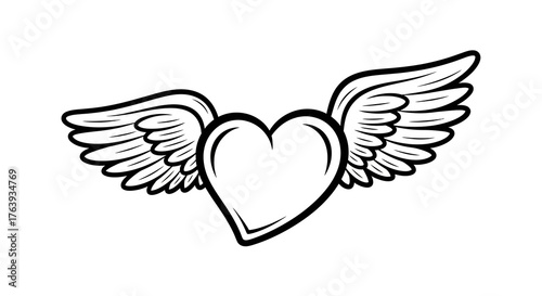 Heart with wings art: bold love and freedom graphic design