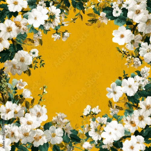Beautiful Floral Arrangement on Bright Yellow Background for Decoration or Ce...